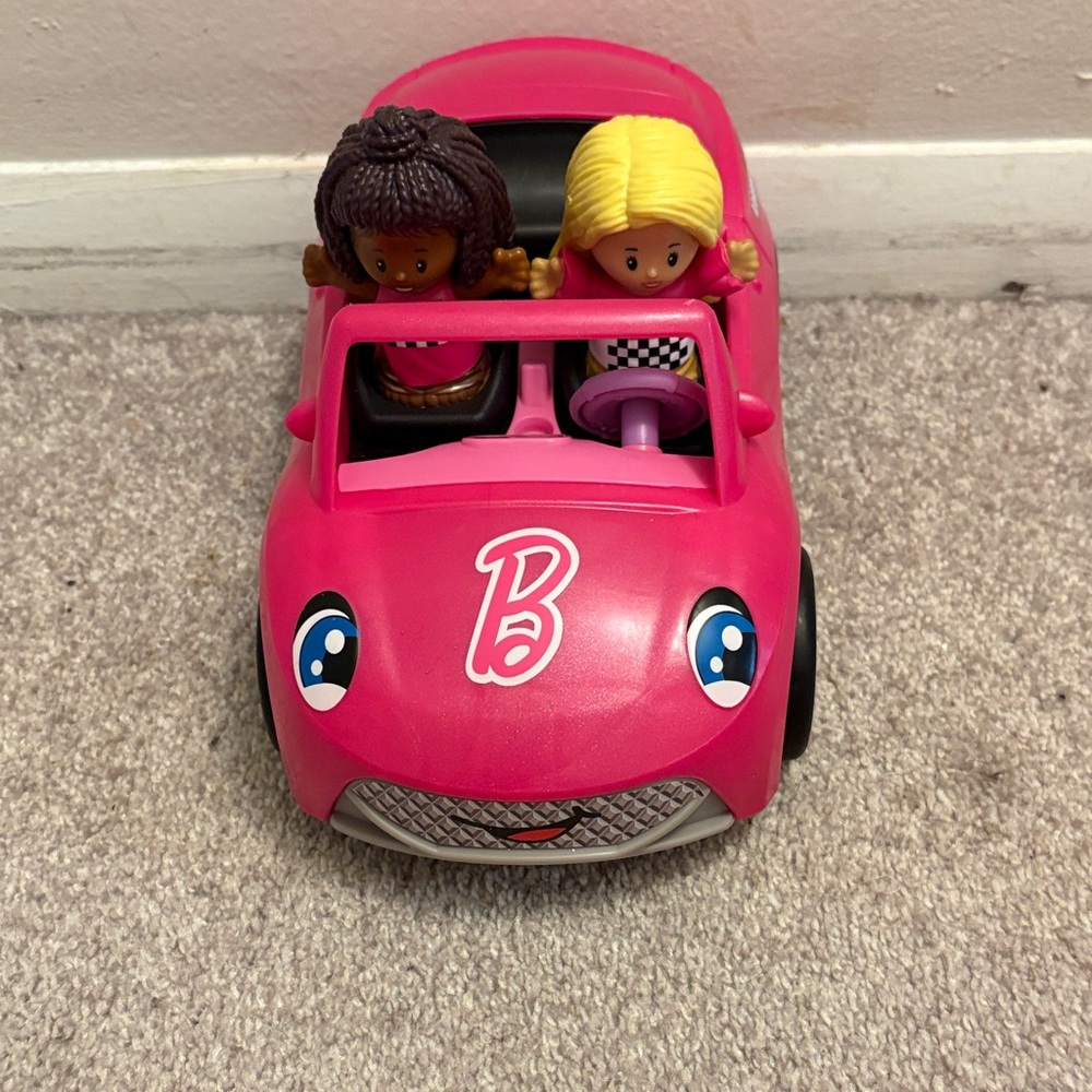 Pink Convertible Car Barbie Little People with Two Dolls - Playset